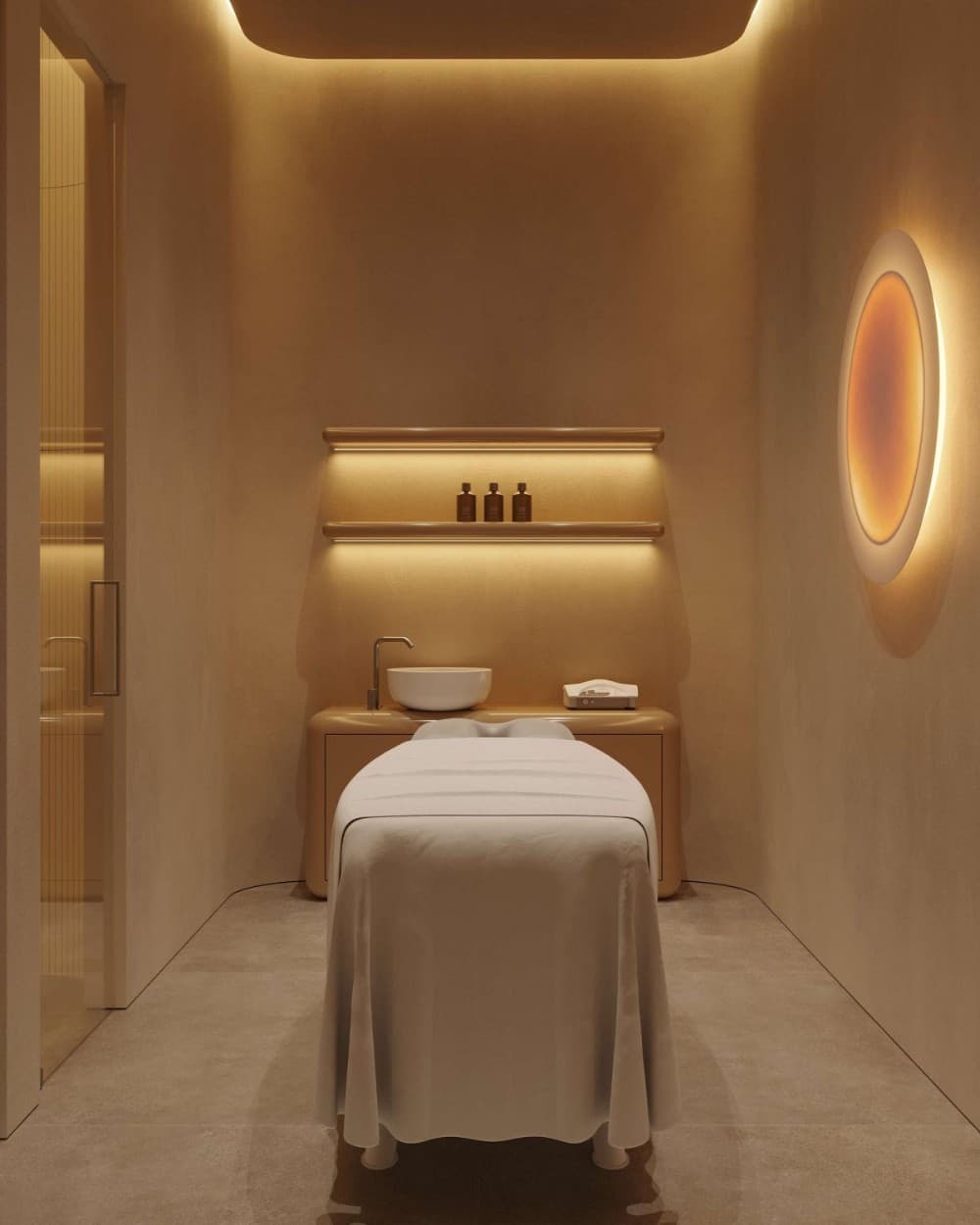 Cabine feutrée, halo de lumière chaude